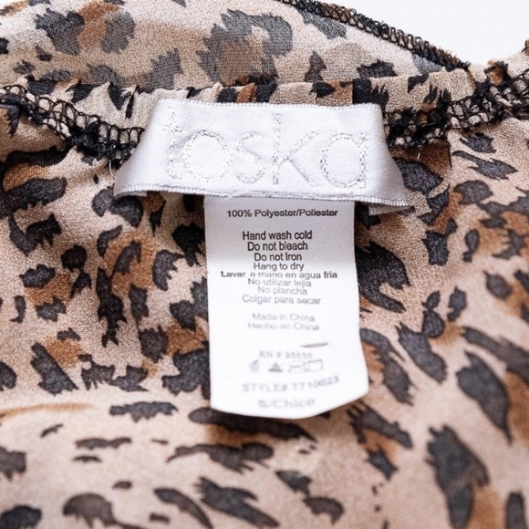 Womens Cheetah sheer tank top Leopard animal print brown cami ruffle S 💖‎2/$30 - Picture 9 of 9